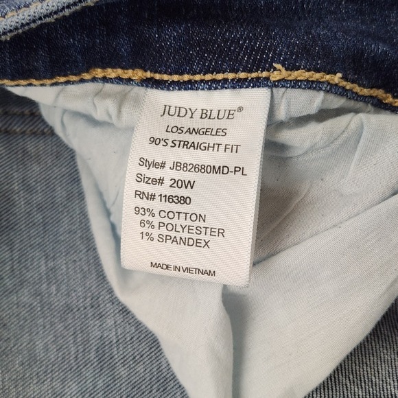 JUDY BLUE denim Jeans 90's Straight Fit medium wash Size 20W stretch 7 pocket - Picture 5 of 12